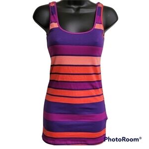Local Green Purple And Orange Stripe Tank Top NWOT